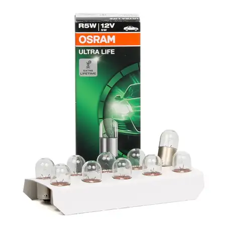 10x OSRAM Kugellampe Stecksockel R5W ULTRA LIFE 12V 5W BA15s 5007ULT