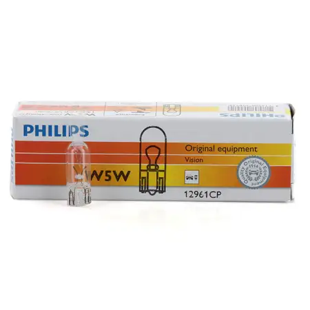 10x PHILIPS Kugellampe Stecksockellampe W5W VISION 12V 5W W2.1x9.5d 12961CP