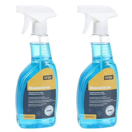 2x 500ml CARIPAR WINDSHIELD DE-ICER Scheibenenteiser Enteiserspray Spr&uuml;henteiser