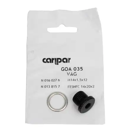 CARIPAR &Ouml;lablassschraube M14x1,5mm N0160276 + Dichtring N0138157 AUDI SEAT SKODA VW