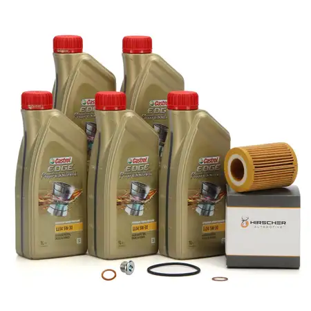 5L CASTROL EDGE 5W30 M LL-04 Motor&ouml;l + HIRSCHER &Ouml;lfilter BMW F20 F21 114-120i F30 F31 N13