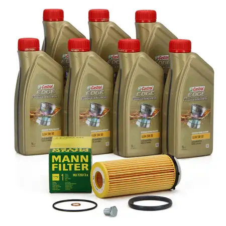 7L CASTROL EDGE 5W30 M LL-04 Motor&ouml;l + ORIGINAL &Ouml;lfilter BMW E90-93 F10/11 X5 X6 N57 D30 A