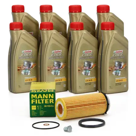 8L CASTROL EDGE 5W30 M LL-04 Motor&ouml;l + ORIGINAL &Ouml;lfilter BMW F10/11 F01-04 X5 X6 N57 D30 B