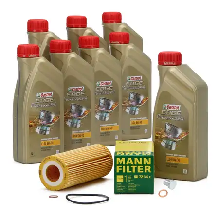 8L CASTROL EDGE 5W30 M LL-04 Motor&ouml;l + MANN &Ouml;lfilter BMW E46 E90-93 E60 X3 X5 X6 M57 N57