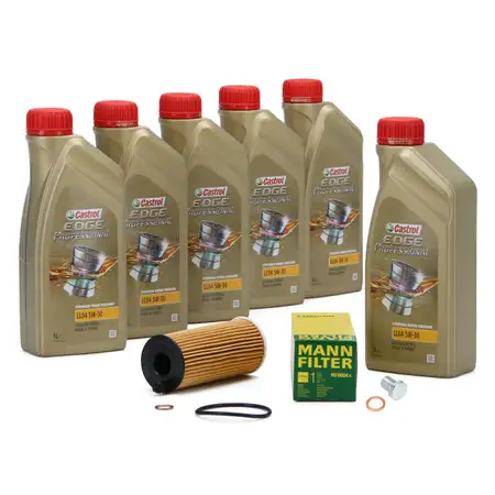 6L CASTROL EDGE 5W30 M LL-04 Motor&ouml;l + MANN &Ouml;lfilter BMW 1er 2er 3er 5er X1 X3 X5 MINI N47