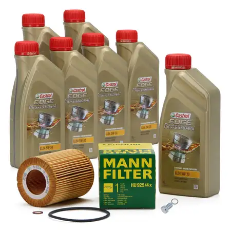 7L CASTROL EDGE 5W30 M LL-04 Motor&ouml;l + MANN &Ouml;lfilter BMW E36 E46 E39 E60 X3 X5 M50 M52 M54