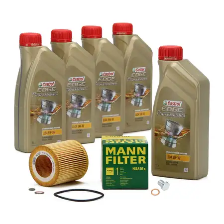 5L CASTROL EDGE 5W30 M LL-04 Motor&ouml;l + MANN &Ouml;lfilter BMW 3er 4er 5er X1 X3 X4 X5 X6 N20