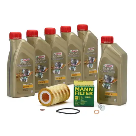 6L CASTROL EDGE 5W30 M LL-04 Motor&ouml;l + MANN &Ouml;lfilter BMW 3er E46 318d 320d E39 520d M47