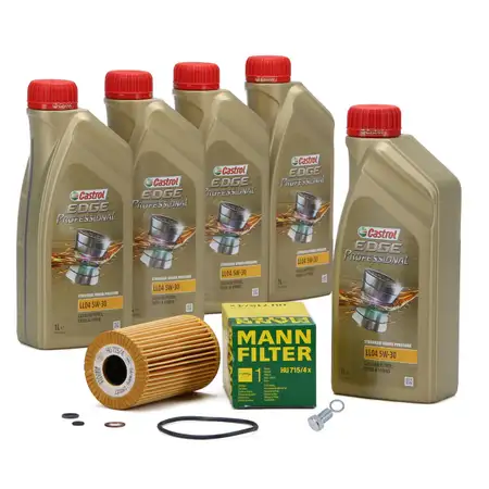 5L CASTROL EDGE 5W30 M LL-04 Motor&ouml;l + MANN &Ouml;lfilter BMW E30 E36 E46 Z3 M40 M42 M43 M44