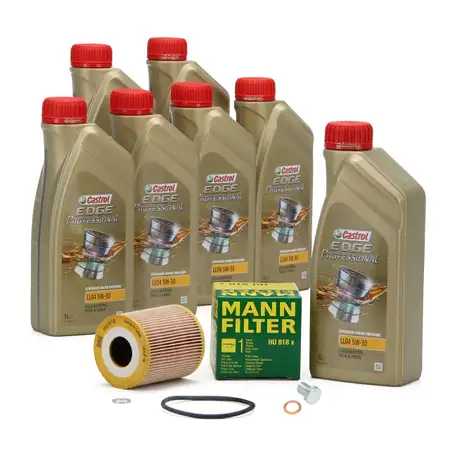 7L CASTROL EDGE 5W30 M LL-04 Motor&ouml;l + MANN &Ouml;lfilter BMW E46 330d E39 E38 X5 E53 3.0d M57