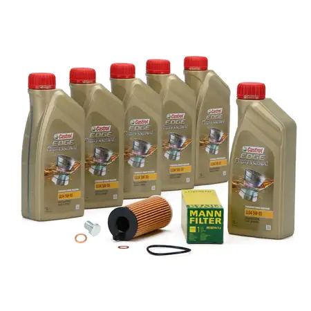 6L CASTROL EDGE 5W30 M LL-04 Motor&ouml;l + MANN &Ouml;lfilter BMW 1er 2er 3er 5er X3 X4 X5 B48 B47