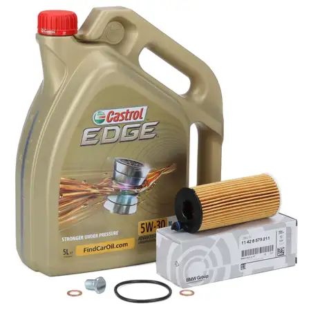 5L CASTROL EDGE 5W-30 M LL-04 Motor&ouml;l + ORIGINAL &Ouml;lfilter BMW F20/21 F22/23 F30/31 B37 B38