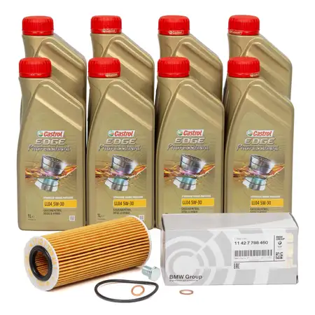 8L CASTROL EDGE 5W30 M LL-04 Motor&ouml;l + ORIGINAL &Ouml;lfilter BMW 3er 5er 7er X3 X5 X6 M57 N57