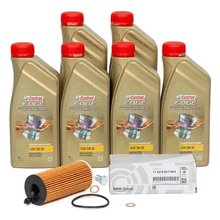 6L CASTROL EDGE 5W30 M LL-04 Motor&ouml;l + ORIGINAL &Ouml;lfilter BMW 1er 3er 5er X1 X3 X5 MINI N47