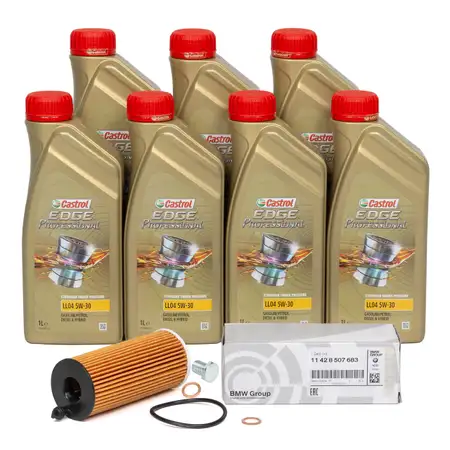 7L CASTROL EDGE 5W30 M LL-04 Motor&ouml;l + ORIGINAL &Ouml;lfilter BMW 3er 4er 5er 6er X3 X5 X6 N57