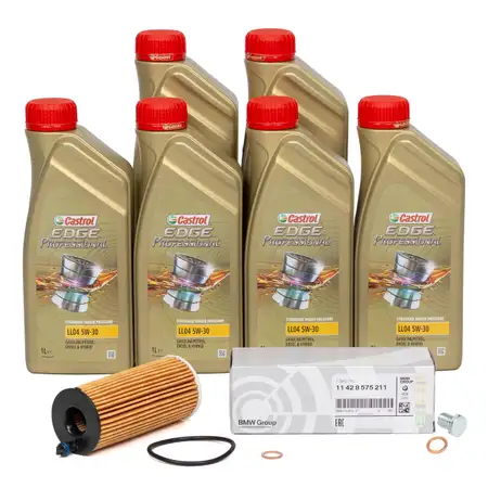 6L CASTROL EDGE 5W30 M LL-04 Motor&ouml;l + ORIGINAL &Ouml;lfilter BMW 1er 3er 5er X3 X5 Z4 B48 B47