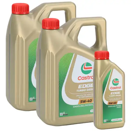 9L 9 Liter CASTROL EDGE TURBO DIESEL 5W-40 Motor&ouml;l MB 226.5 229.31/51 VW 505.00/.01