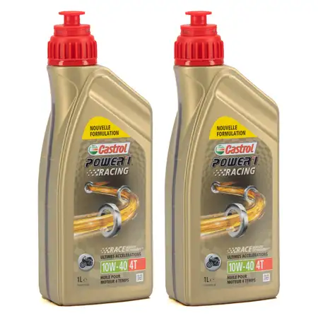 2L 2 Liter CASTROL MOTORRAD Motor&ouml;l &Ouml;l POWER 1 RACING 4T 10W-40 JASO MA-2