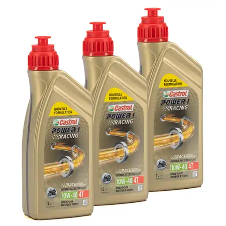 3L 3 Liter CASTROL MOTORRAD Motor&ouml;l &Ouml;l POWER 1 RACING 4T 10W-40 JASO MA-2