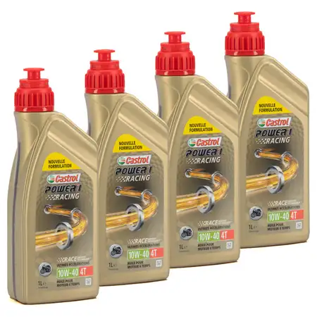 4L 4 Liter CASTROL MOTORRAD Motor&ouml;l &Ouml;l POWER 1 RACING 4T 10W-40 JASO MA-2