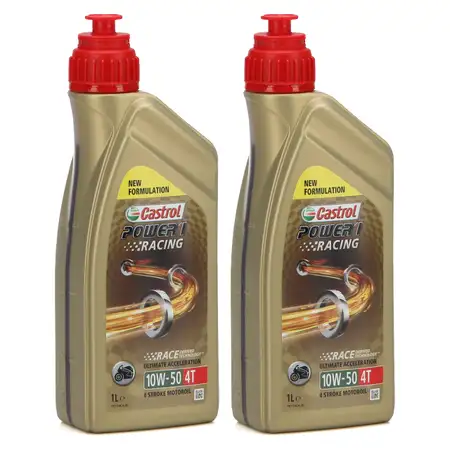 2L 2 Liter CASTROL Motor&ouml;l &Ouml;l POWER 1 RACING 4T 4-TAKT 10W50 JASO MA-2 API SN