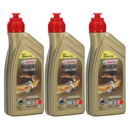 3L 3 Liter CASTROL Motor&ouml;l &Ouml;l POWER 1 RACING 4T 4-TAKT 10W50 JASO MA-2 API SN