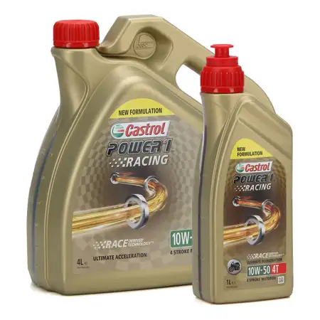 5L 5 Liter CASTROL Motor&ouml;l &Ouml;l POWER 1 RACING 4T 4-TAKT 10W50 JASO MA-2 API SN