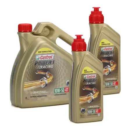 6L 6 Liter CASTROL Motor&ouml;l &Ouml;l POWER 1 RACING 4T 4-TAKT 10W50 JASO MA-2 API SN