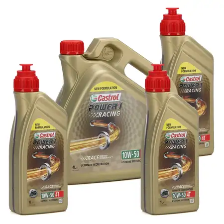 7L 7 Liter CASTROL Motor&ouml;l &Ouml;l POWER 1 RACING 4T 4-TAKT 10W50 JASO MA-2 API SN