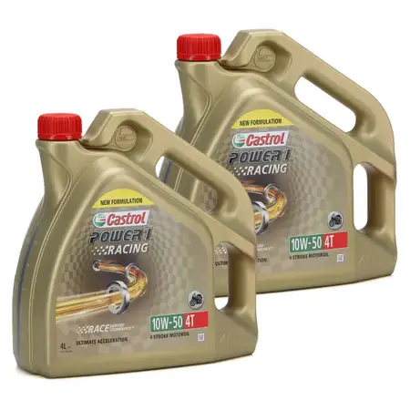 8L 8 Liter CASTROL Motor&ouml;l &Ouml;l POWER 1 RACING 4T 4-TAKT 10W50 JASO MA-2 API SN