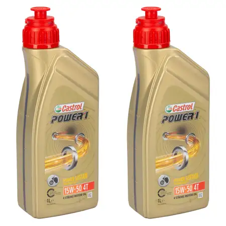 2L 2 Liter CASTROL POWER 1 15W-50 4T 4-TAKT Motorrad Motor&ouml;l API SN JASO MA-2