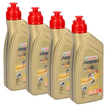 4L 4 Liter CASTROL POWER 1 15W-50 4T 4-TAKT Motorrad Motor&ouml;l API SN JASO MA-2