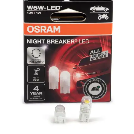 2x OSRAM NIGHT BREAKER LED Gen2 Glassockelbirne W5W 5700K mit Stra&szlig;enzulassung