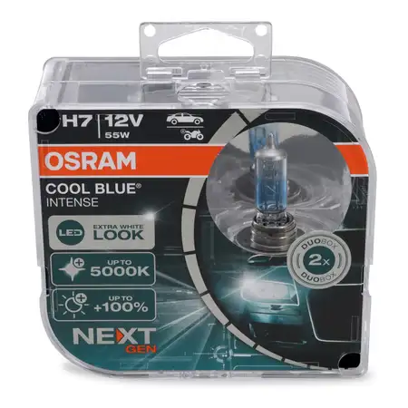 2x OSRAM Gl&uuml;hlampe H7 COOL BLUE INTENSE Next Gen 12V 55W PX26d +100% 5000K