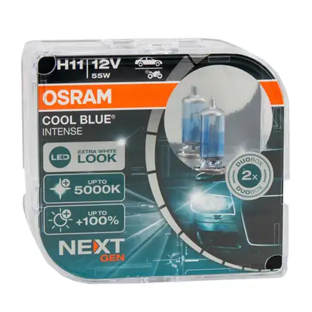 2x OSRAM Gl&uuml;hlampe H11 COOL BLUE INTENSE Next Gen 12V 55W PGJ19-2 +100% 5000K