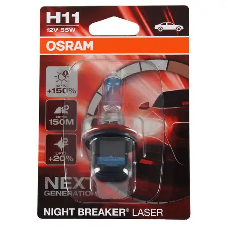 OSRAM Gl&uuml;hlampe H11 NIGHT BREAKER LASER 12V 55W PGJ19-2 next Generation +150%