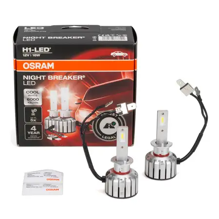 2x OSRAM H1 NIGHT BREAKER LED Scheinwerferlampe mit Stra&szlig;enzulassung 12V 16W P14.5s 6.000K