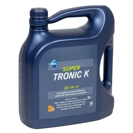 5 Liter ARAL Motor&ouml;l &Ouml;l SUPER TRONIC K 5W30 BMW LL04 VW 504.00/507.00 MB 229.52