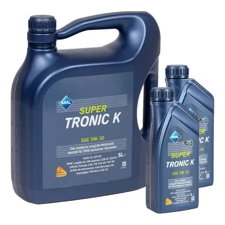 7 Liter ARAL Motor&ouml;l &Ouml;l SUPER TRONIC K 5W30 BMW LL04 VW 504.00/507.00 MB 229.52