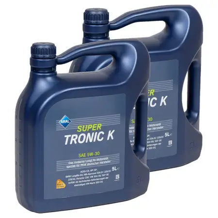 10 Liter ARAL Motor&ouml;l &Ouml;l SUPER TRONIC K 5W30 BMW LL04 VW 504.00/507.00 MB 229.52