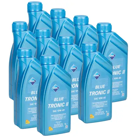 10 Liter ARAL BLUE TRONIC II 10W-40 Motor&ouml;l &Ouml;l MB 229.3 VW 501.01/505.00 FIAT 9.55535-D2