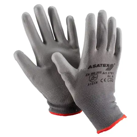 1x Gr&ouml;&szlig;e 6 / ASATEX 3701 Handschuhe Arbeitshandschuhe Schutzhandschuhe GUMMIERT - GRAU