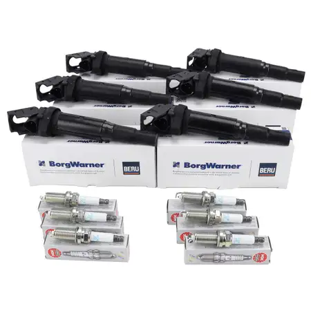 6x BERU Z&uuml;ndsple + 6x NGK Z&uuml;ndkerze BMW E81-88 E90-93 E60 E61 E63 E64 E65-67 X1 X3 X5 N52