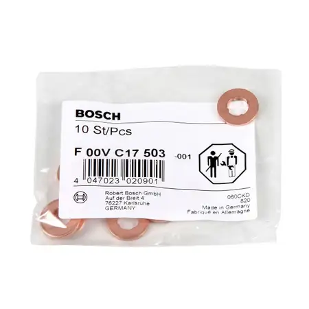 10x BOSCH F00VC17503 Dichtring D&uuml;senhalter W&auml;rmeschutzscheibe Injector Seals