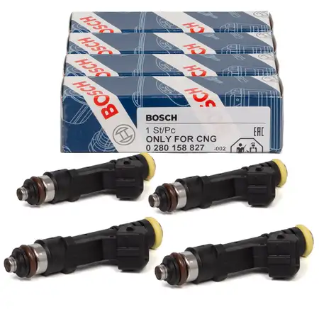 4x BOSCH 0280158827 Einspritzd&uuml;se CNG FIAT Doblo Multipla 1.6 Panda Punto 1.2/1.4 55232334