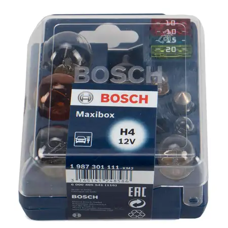 BOSCH 1987301111 Gl&uuml;hlampen Halogenlampen Ersatzlampen Satz Maxibox H4 60/55W 12V P43t