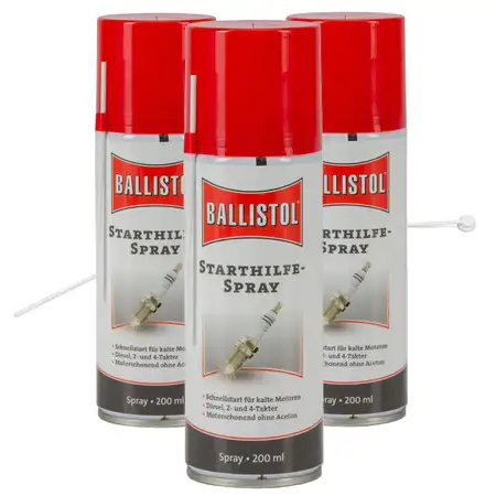 BALLISTOL Startwunder Spray Starthilfespray Starterspray 600ml + Verl&auml;ngerung