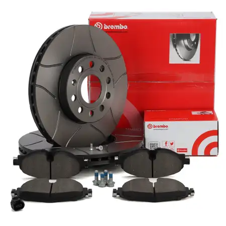 Brembo MAX LINE Bremsscheiben + Bel&auml;ge AUDI A3 8V SEAT Leon SKODA Octavia VW Golf 7 vorne