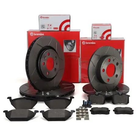 Brembo MAX LINE Bremsscheiben + Bel&auml;ge AUDI A3 8L Leon Octavia VW Golf 4 vorne + hinten