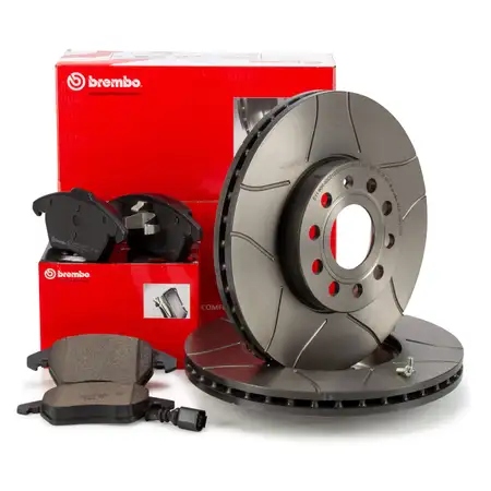 Brembo MAX LINE Bremsscheiben + Bel&auml;ge + Wako AUDI A3 8P SEAT Leon SKODA VW Golf 5 6 vorne